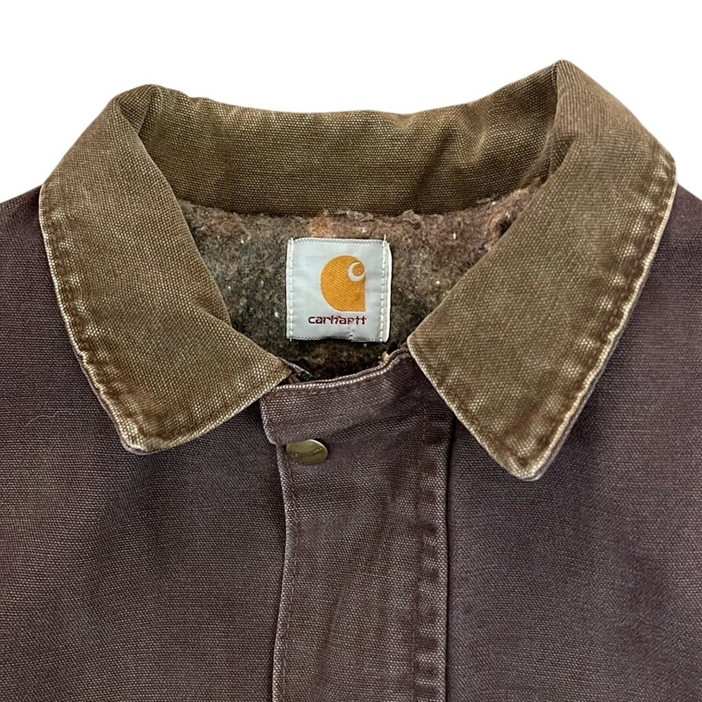 Vintage 90’s Carhartt Blanket Lined Jacket Barn Work Coat Brown CB2582 USA XL - Picture 3 of 16